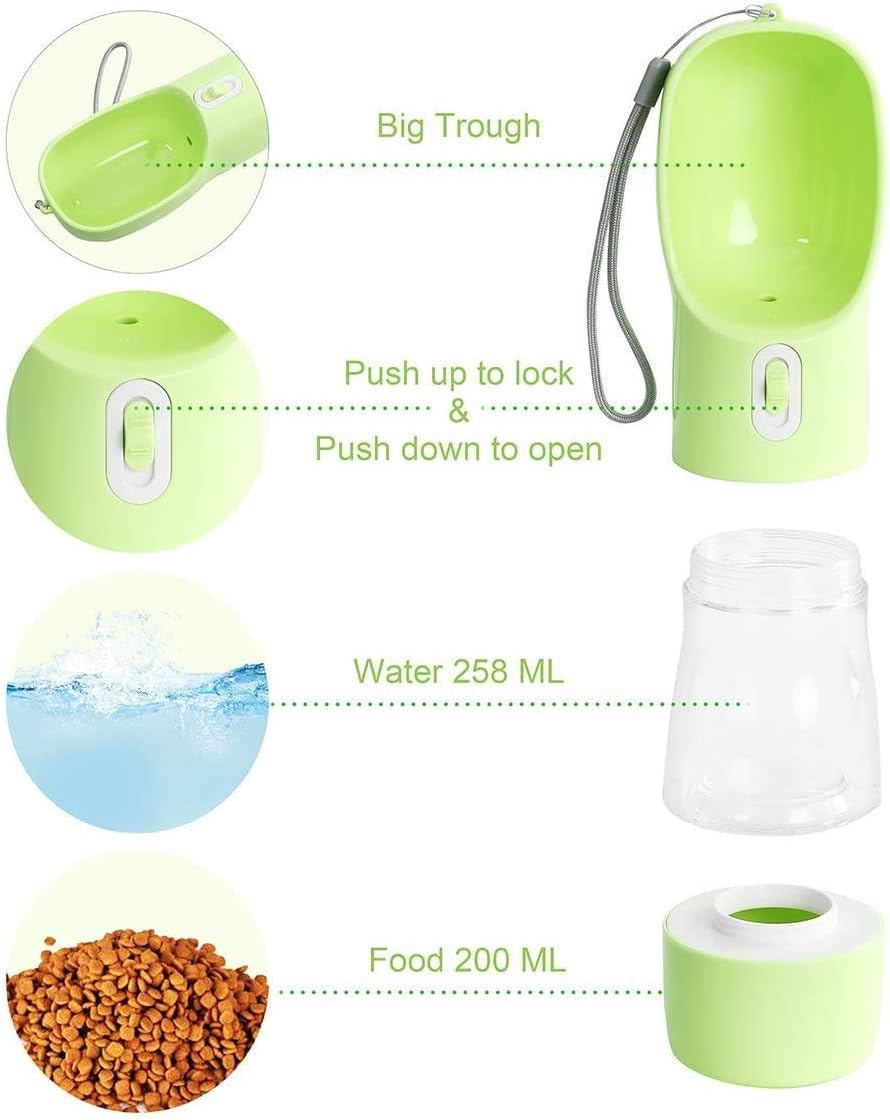 Portable Dog Water and Food Dispenser disassembled - compact travel components.