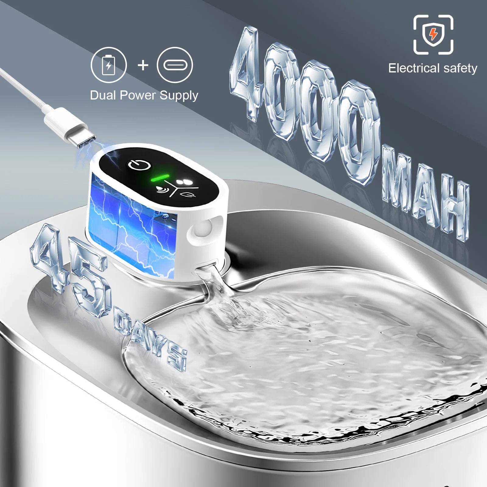 100-Day Battery on Smart Pet Fountain