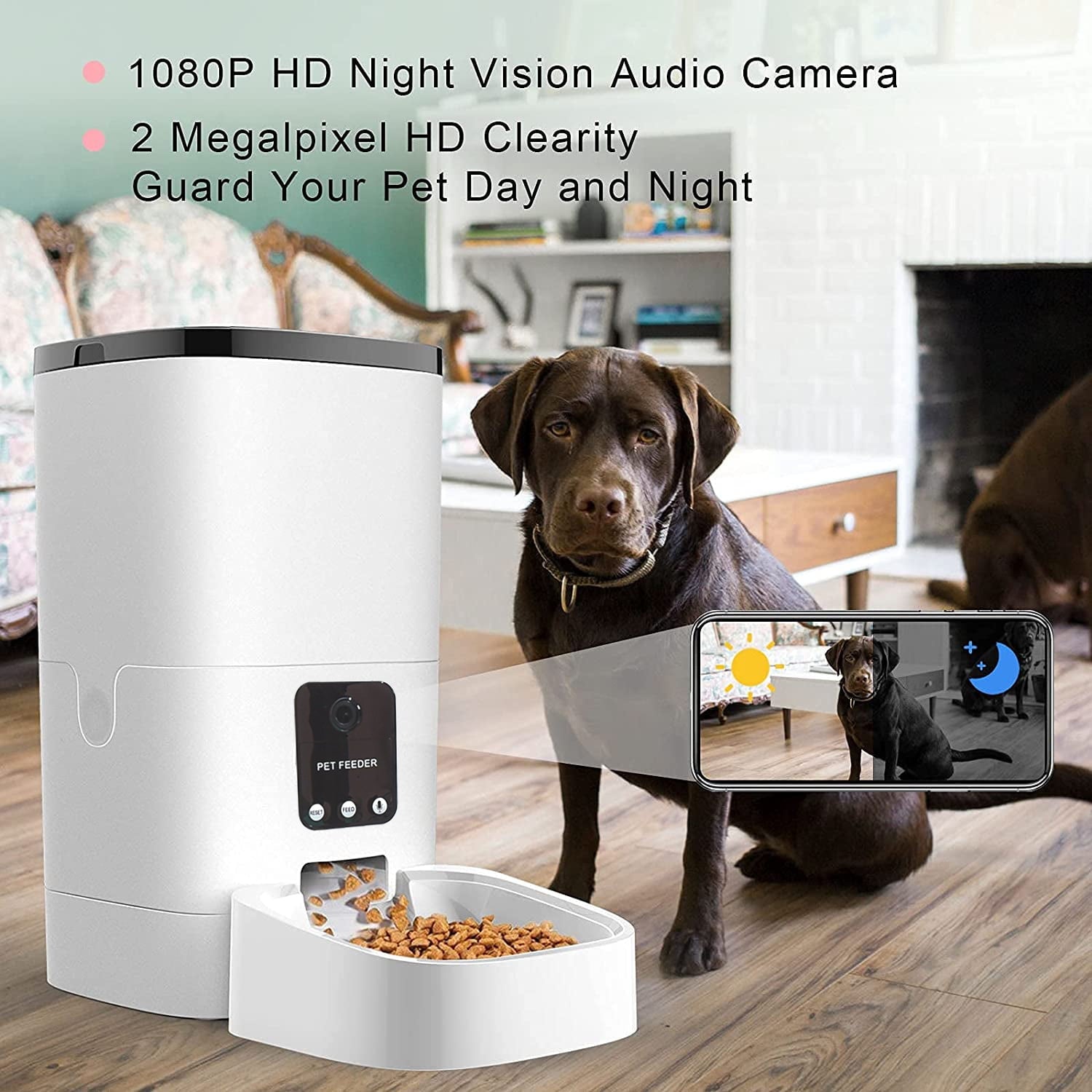 1080P HD camera on Smart Pet Feeder with night vision