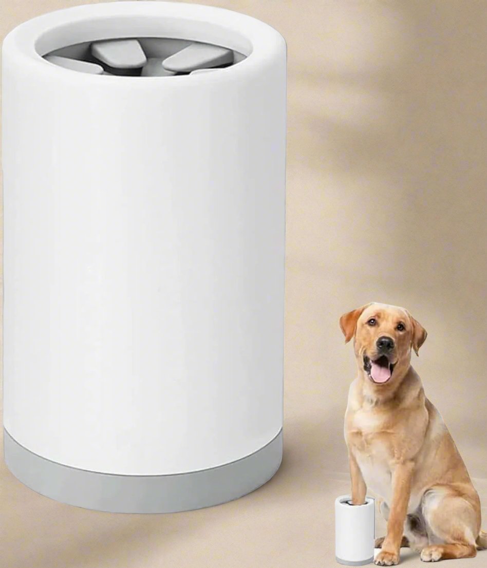 Dog Using Silicone Paw Cleaner