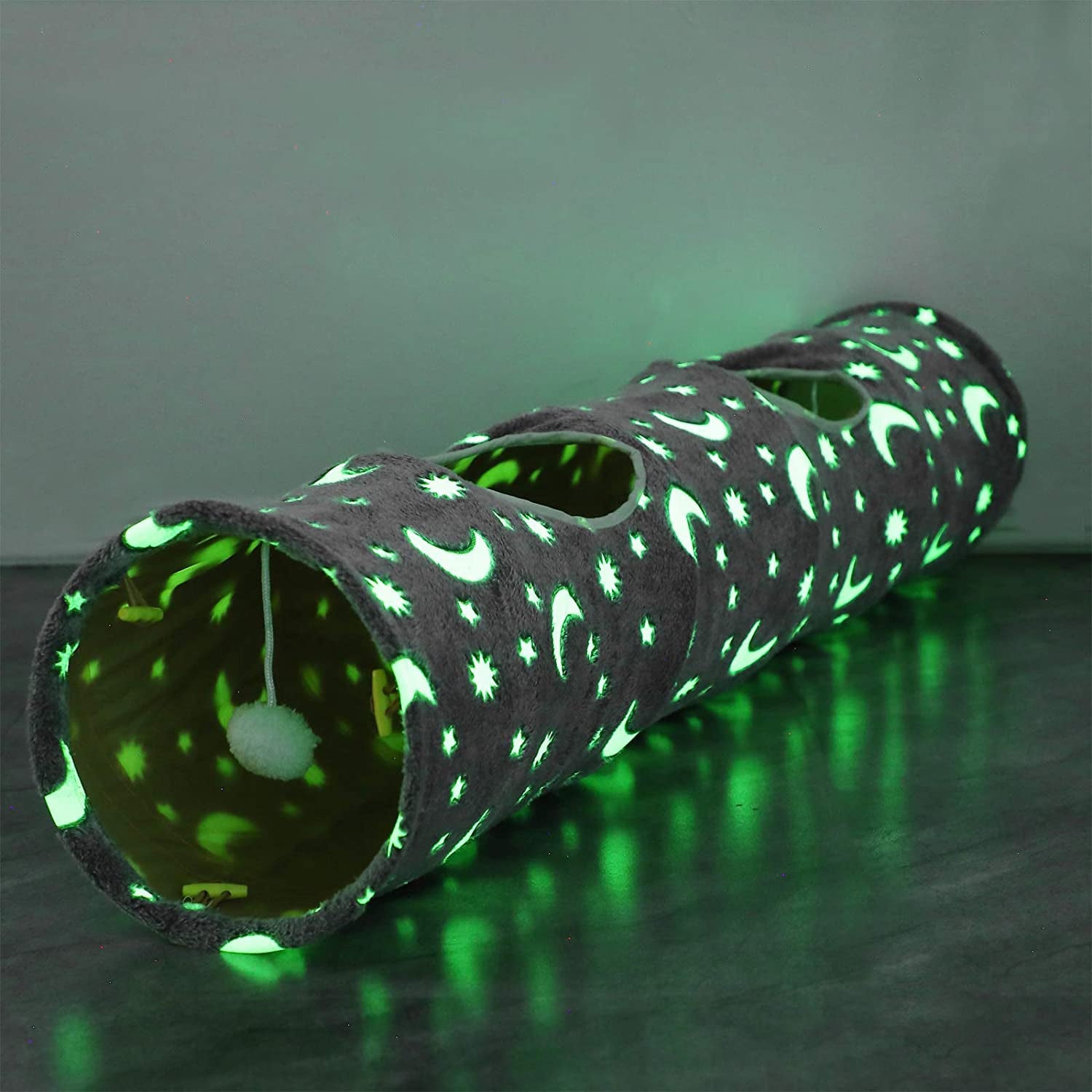 Glow-in-the-Dark Cat Tunnel with Collapsible Design