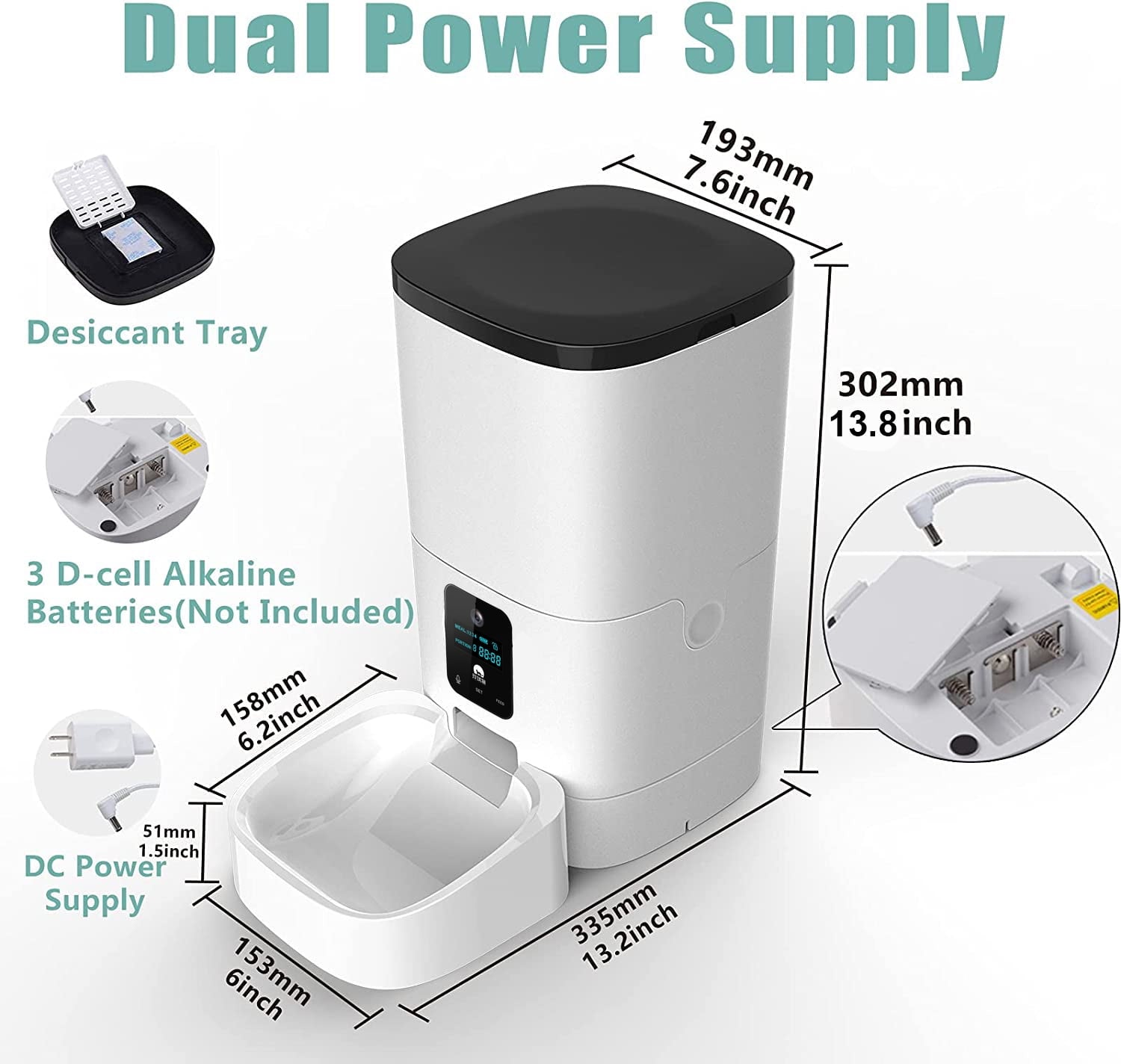 Smart Pet Feeder with 1080P night vision for cats and dogs