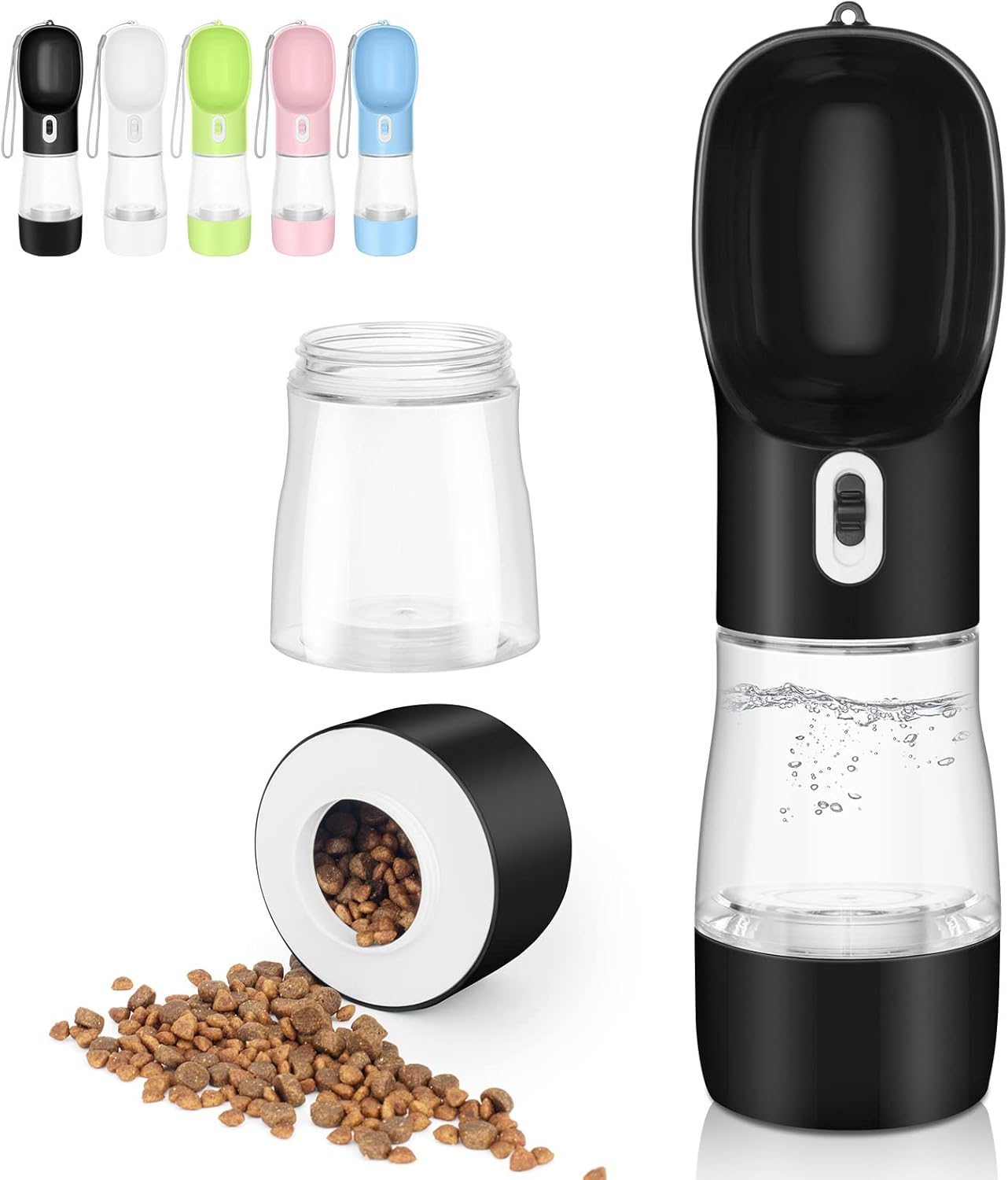 Portable Dog Water and Food Dispenser disassembled - compact travel components.