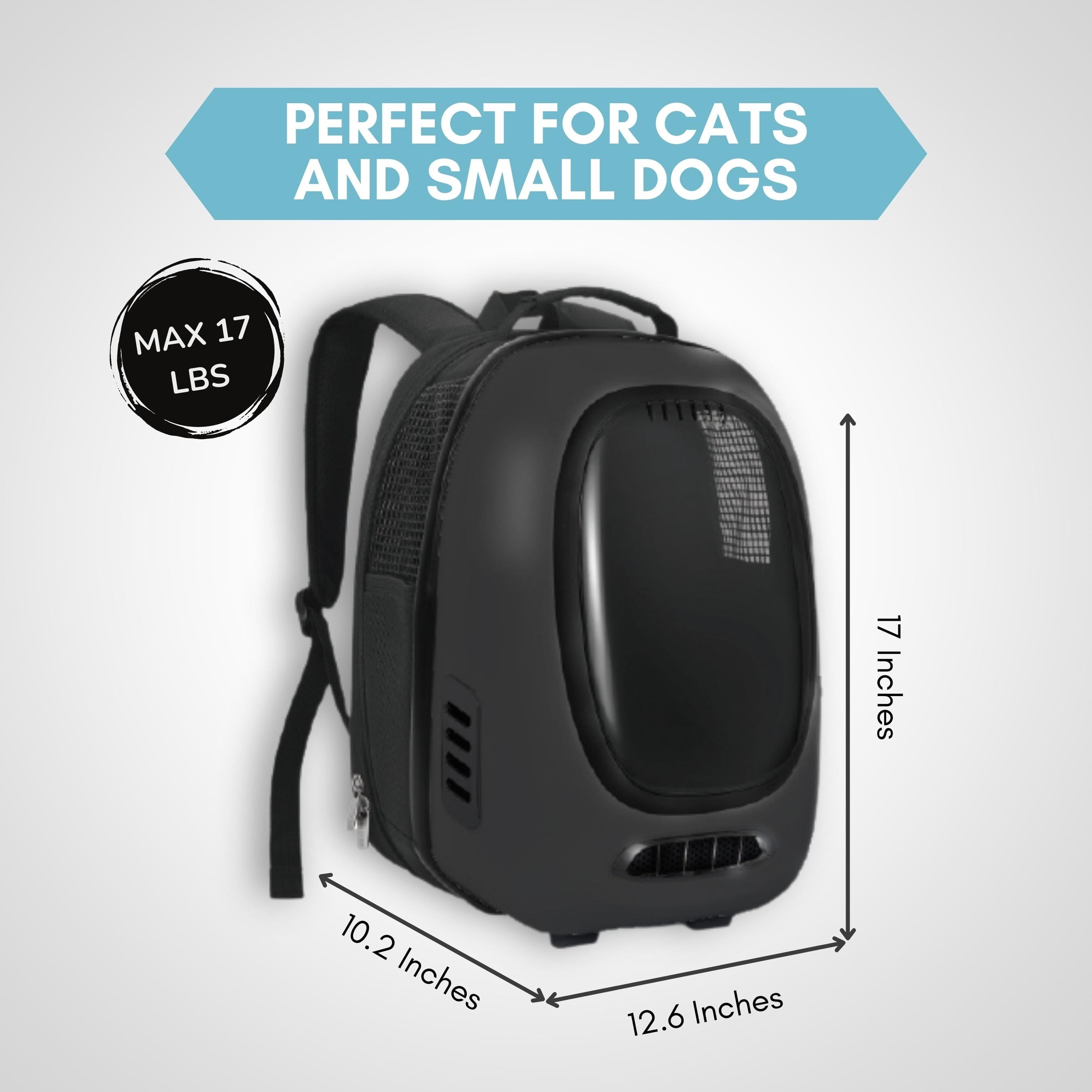 Trekpod Smart Pet Carrier Backpack for Cats, Small Dogs and Puppies Upto17 Lbs, Intelligent Temperature Control, App- Enabled with 5V USB Portable Outlet, Hiking & Outdoor Use (Black)