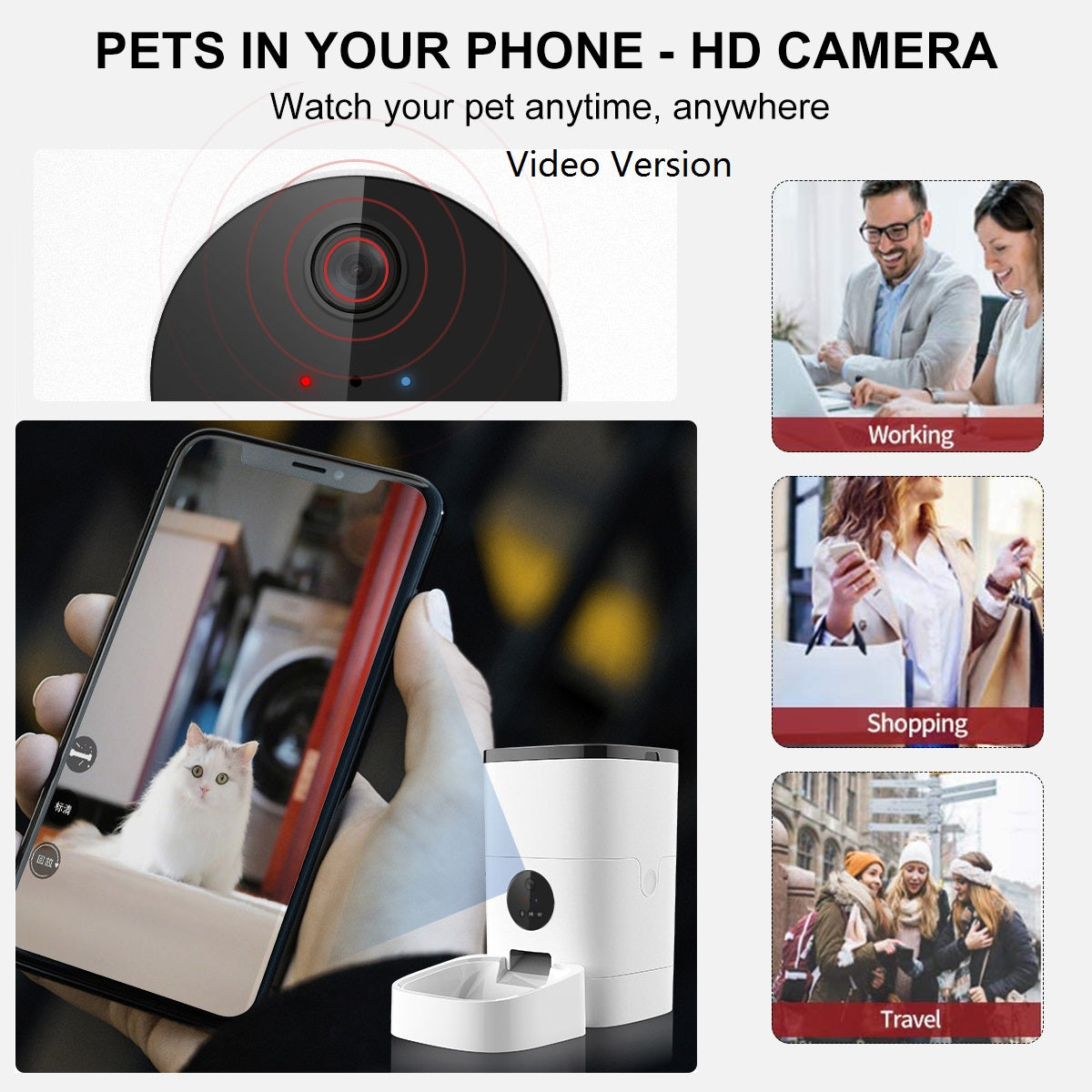 1080P HD camera on Smart Pet Feeder with night vision