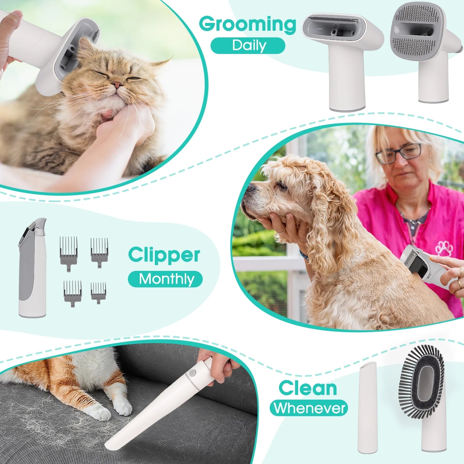 Safety combs for All-in-One Pet Grooming Vacuum Kit