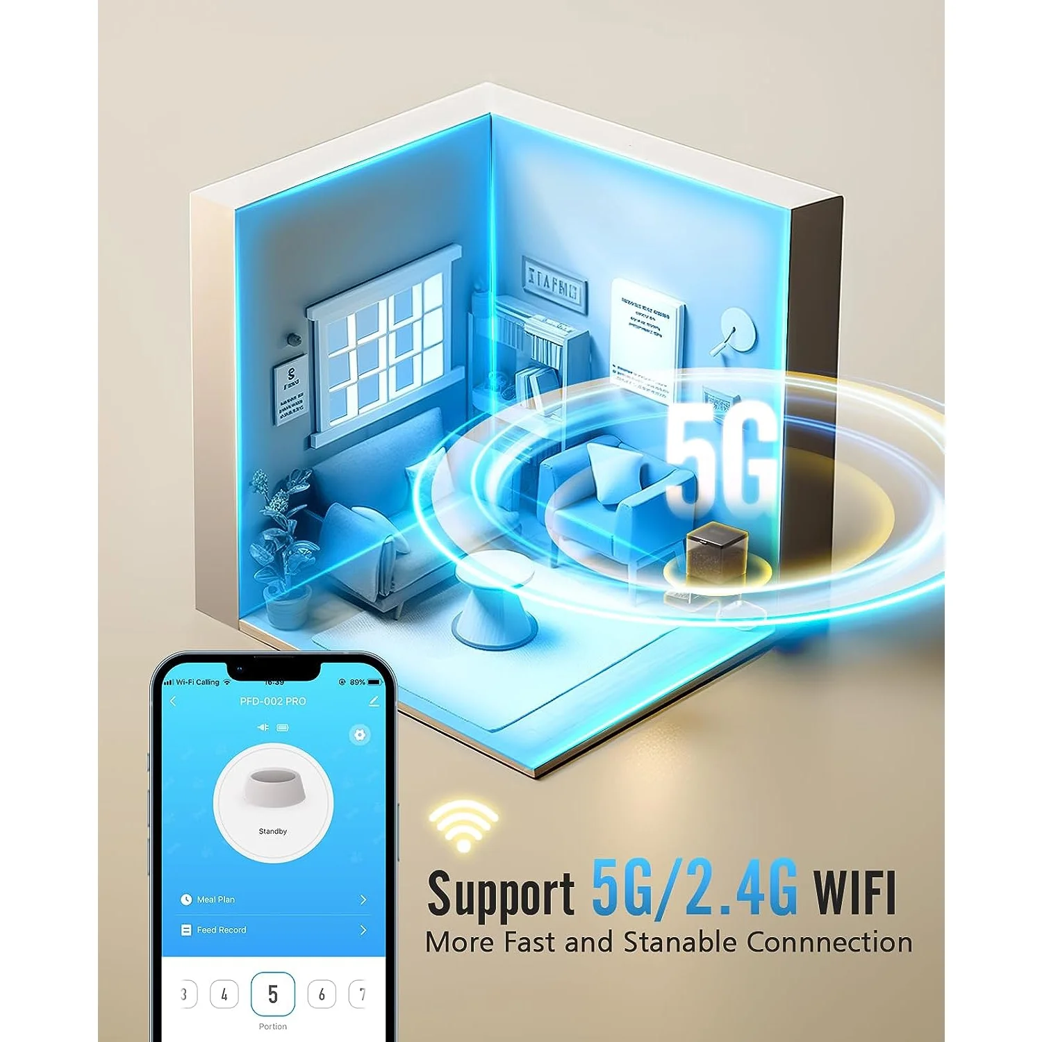 Smart Feeder control panel with Wi-Fi 5G app connectivity