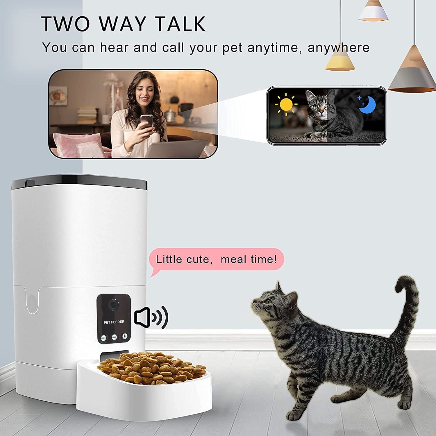Smart Pet Feeder with two-way audio and Wi-Fi app control