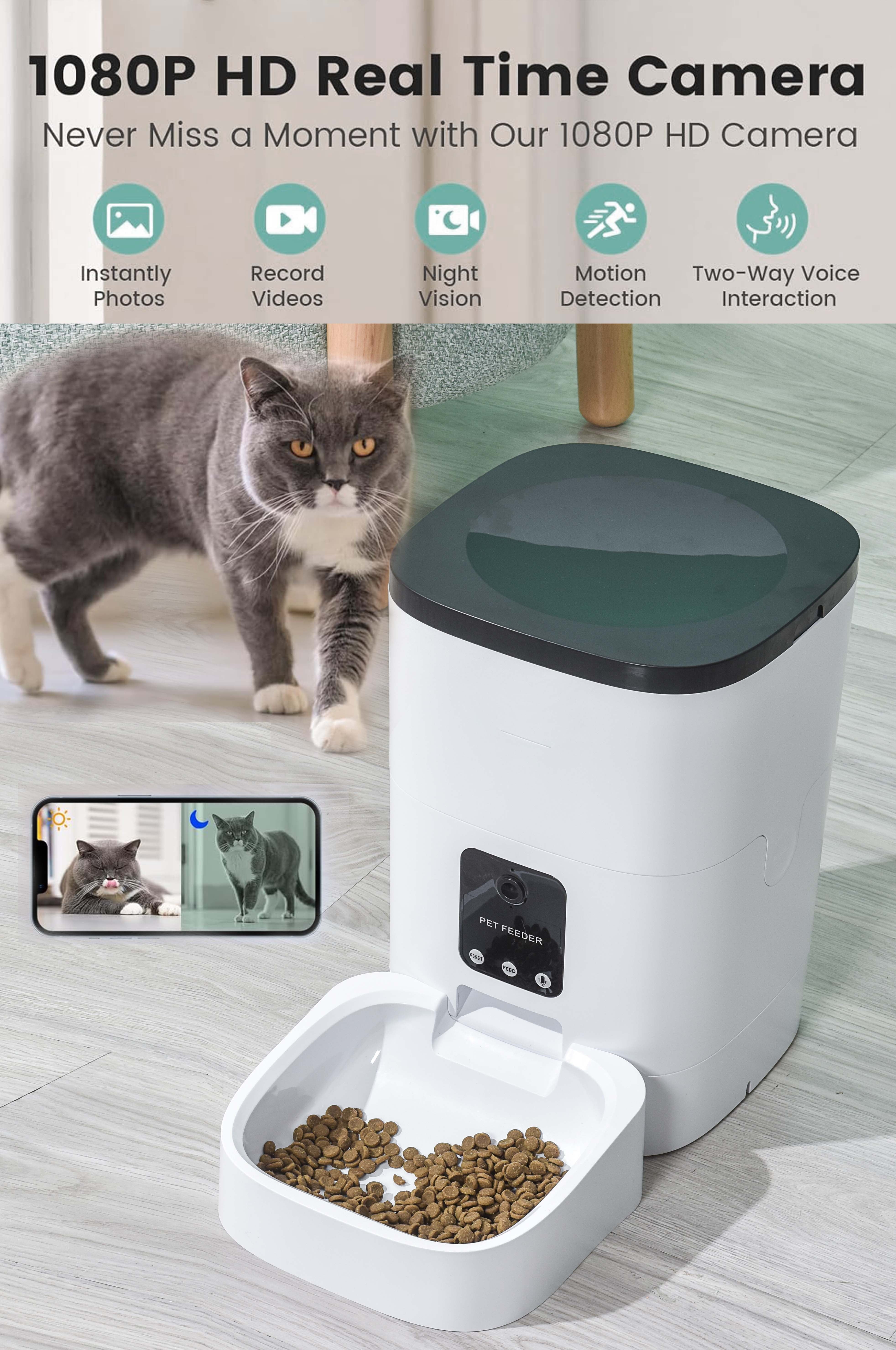 1080P HD camera on Smart Pet Feeder with night vision