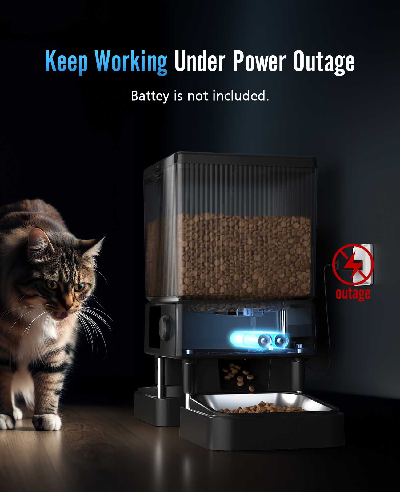 Dual-Pet Smart Feeder with 5L capacity and cats eating
